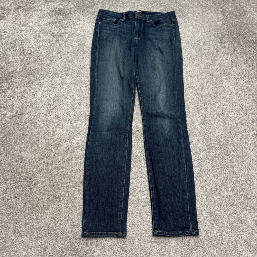 Paige Hoxton Ankle Charing Skinny Denim Jeans Womens 28 Blue Dark Wash Stretch